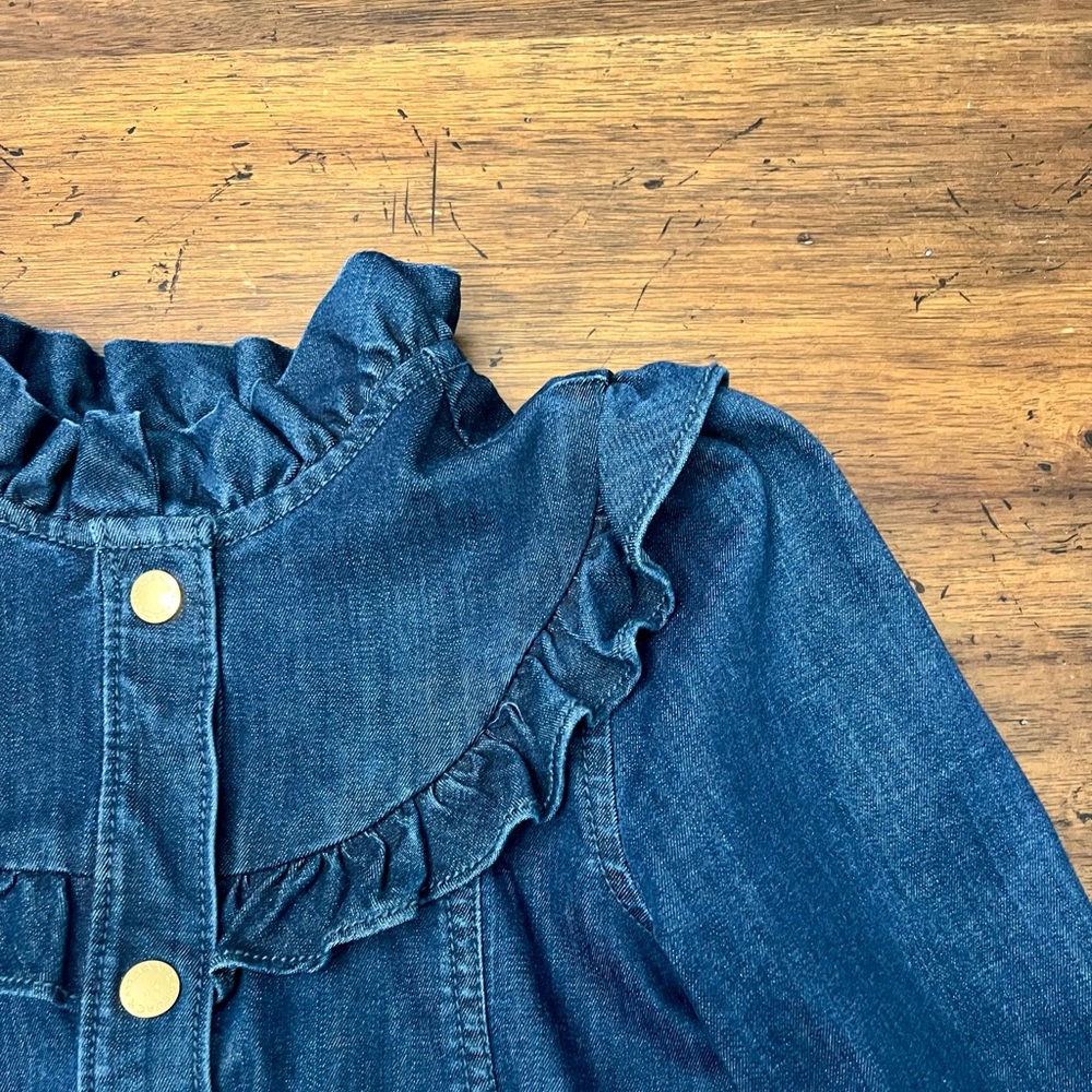 Janie and Jack Ruffled Denim Jacket Sz 5 to 6 EUC - Picture 2 of 9